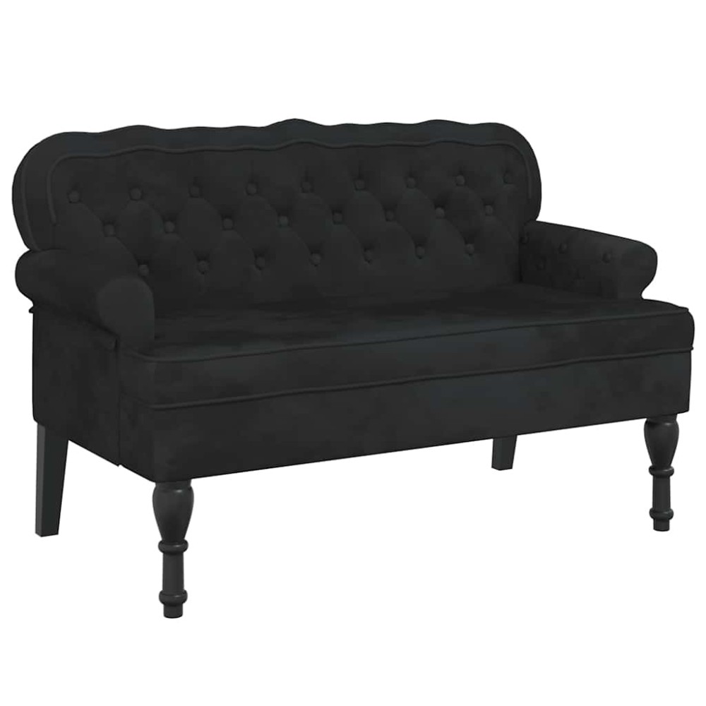 vidaXL Πάγκος με Πλάτη Μαύρο Βελούδινο 119,5x64,5x75 εκ.