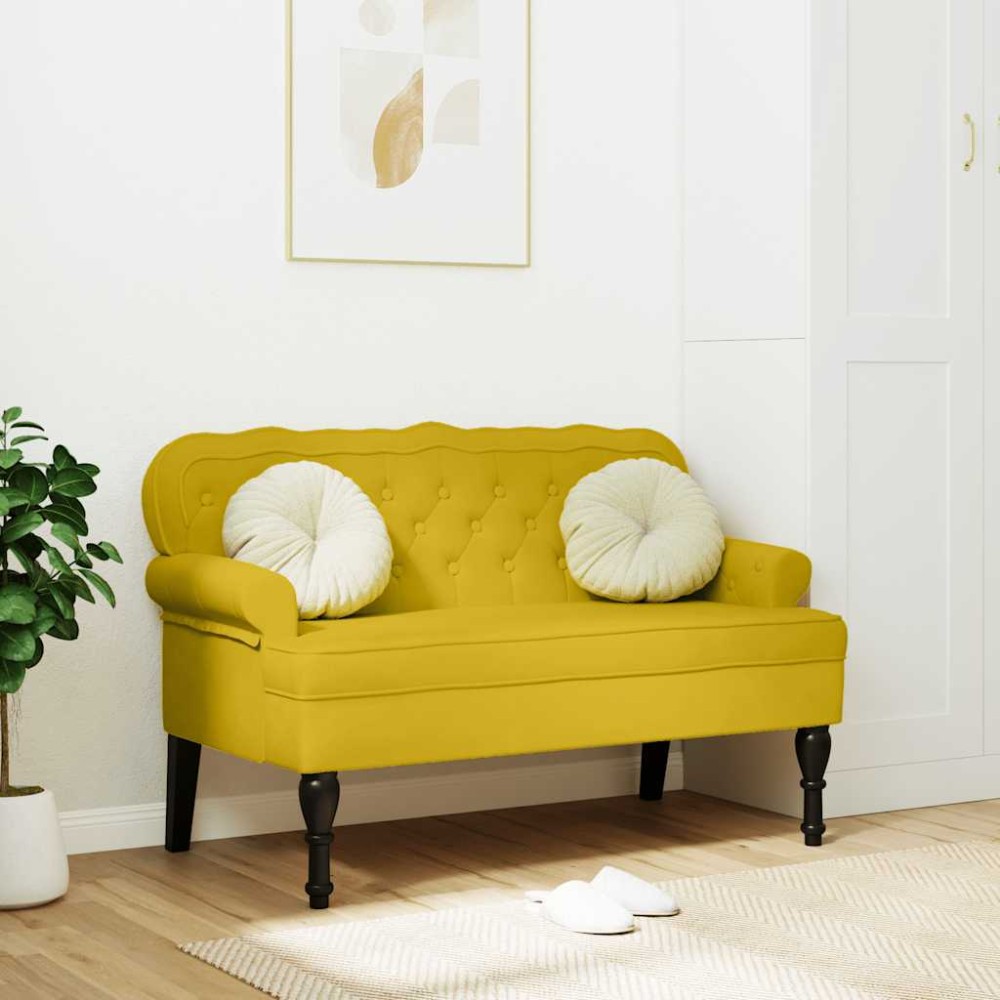 vidaXL Παγκάκι με Πλάτη Κίτρινο 119,5x64,5x75 εκ. Βελούδινο
