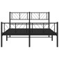 vidaXL Πλαίσιο Κρεβατιού με Κεφαλάρι&Ποδαρικό Μαύρο 135x190εκ. Μέταλλο