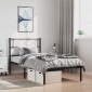 vidaXL Πλαίσιο Κρεβατιού με Κεφαλάρι Μαύρο 100 x 190 εκ. Μεταλλικό