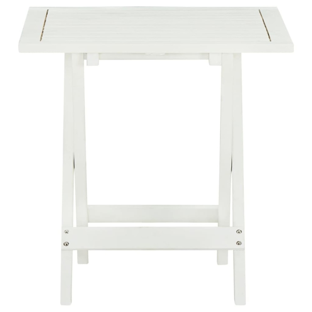 vidaXL Τραπέζι Bistro Λευκό 46 x 46 x 47 εκ. από Μασίφ Ξύλο Ακακίας