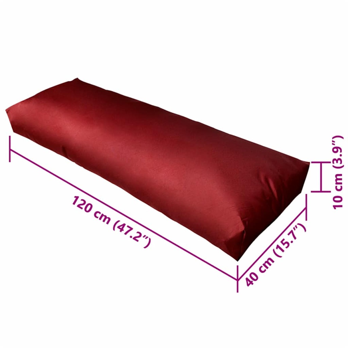 vidaXL Μαξιλάρι Πλάτης Επενδεδυμένο Μπορντό 120 x 40 x 10 εκ.