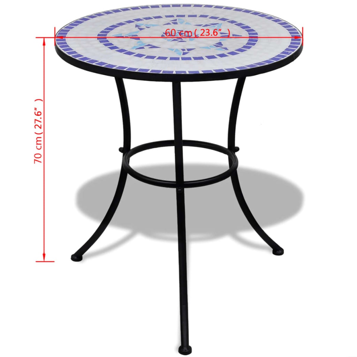 vidaXL Τραπέζι Bistro «Μωσαϊκό» Μπλε / Λευκό 60 εκ.