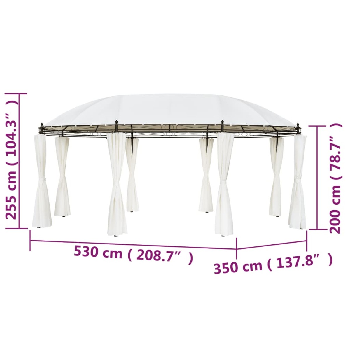 vidaXL Κιόσκι Λευκό Κρεμ 530 x 350 x 265 εκ.