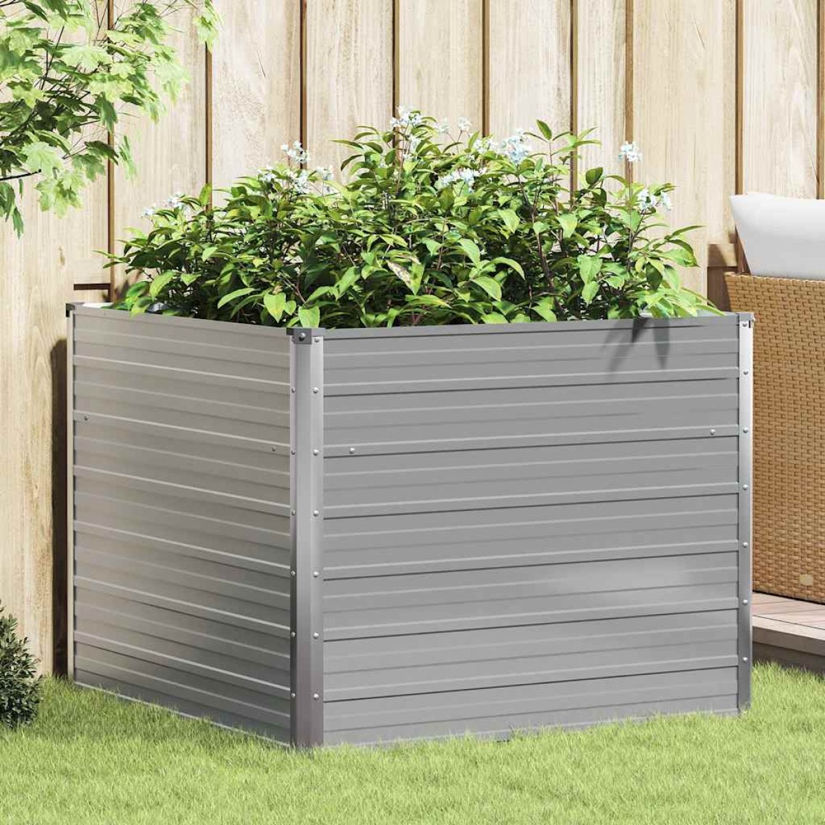 vidaXL Ζαρντινιέρα Ψηλή Γκρι 100 x 100 x 77 εκ. από Γαλβανισμένο Χάλυβα
