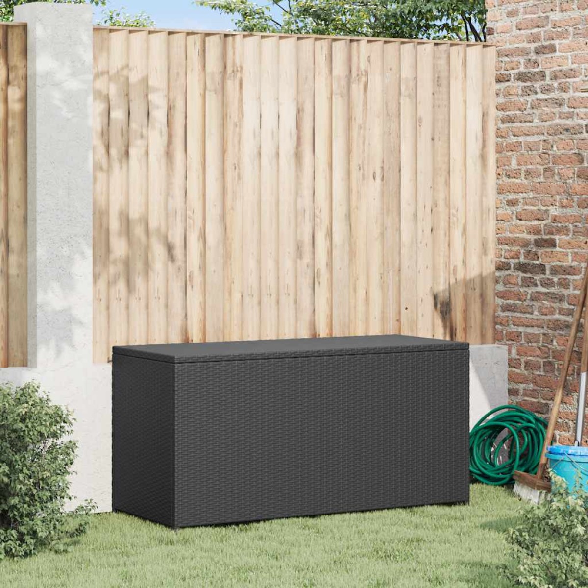 vidaXL Κουτί Αποθήκευσης Κήπου Μαύρο 120x50x60 εκ. από Συνθετικό Ρατάν