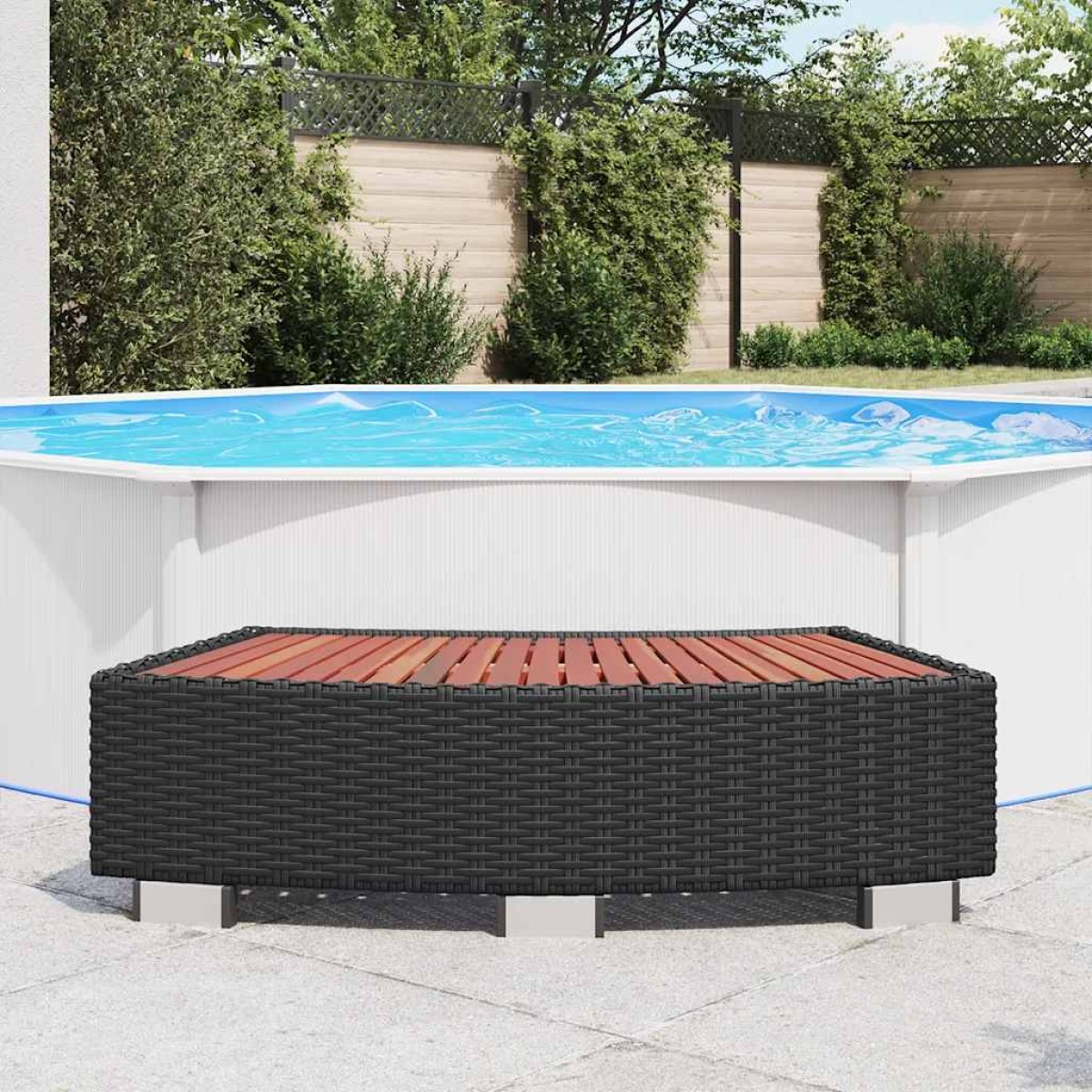 vidaXL Σκαλοπάτι για Σπα Μαύρο 92 x 45 x 25 εκ. από Συνθετικό Ρατάν