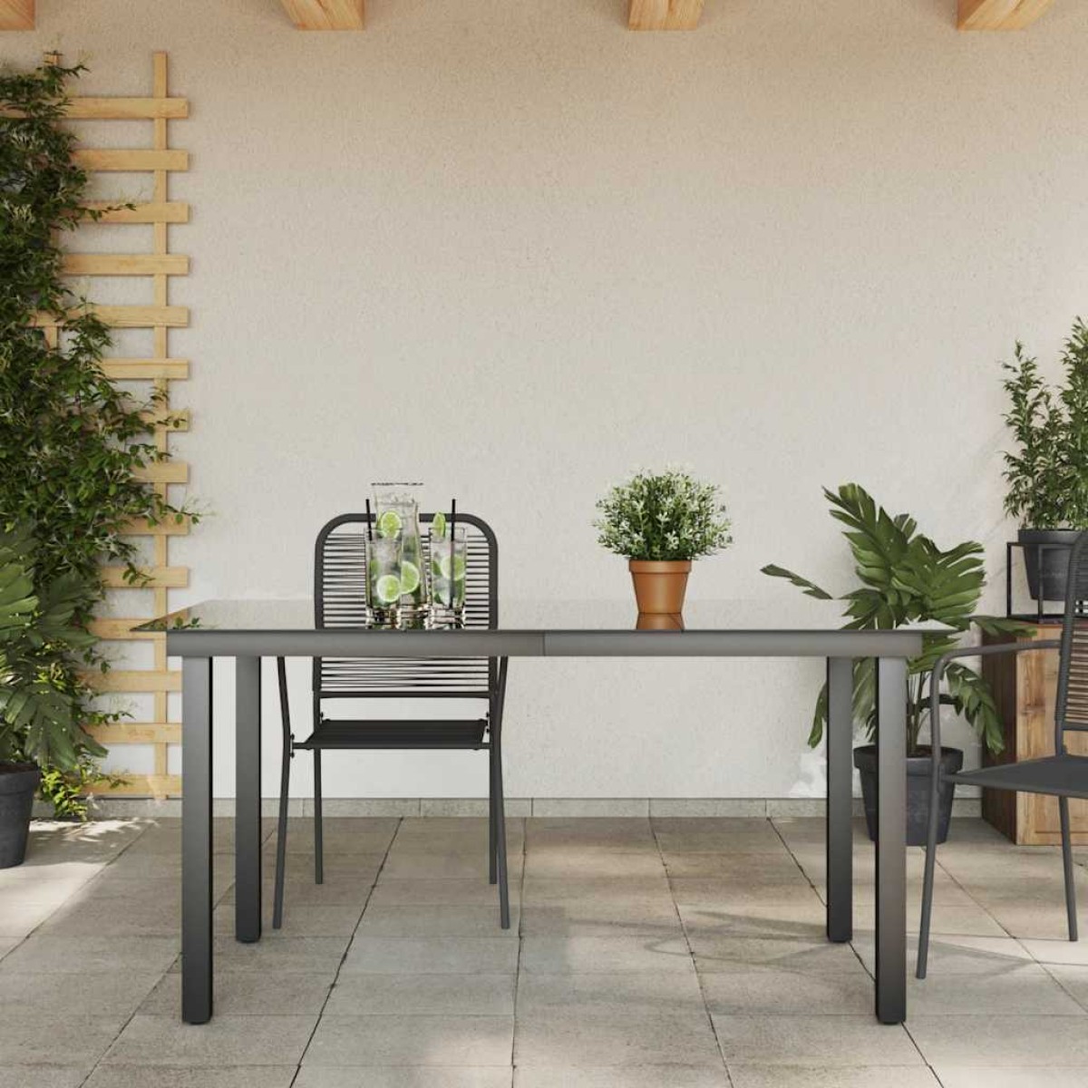 vidaXL Τραπέζι Κήπου Μαύρο 150 x 90 x 74 εκ. από Αλουμίνιο / Γυαλί