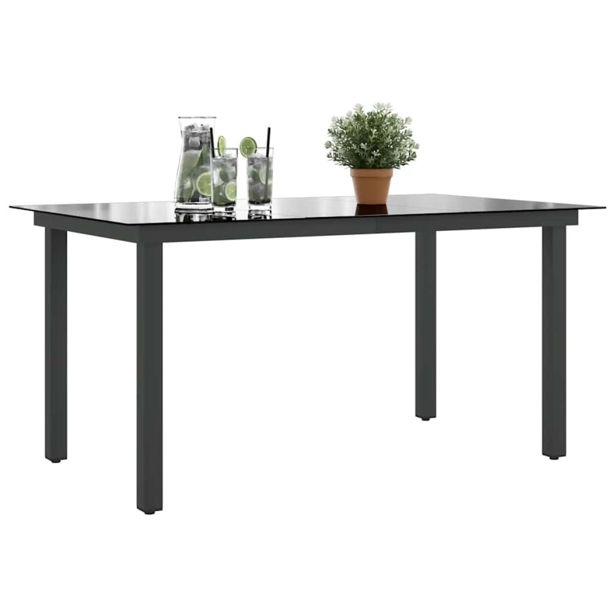 vidaXL Τραπέζι Κήπου Μαύρο 150 x 90 x 74 εκ. από Αλουμίνιο / Γυαλί