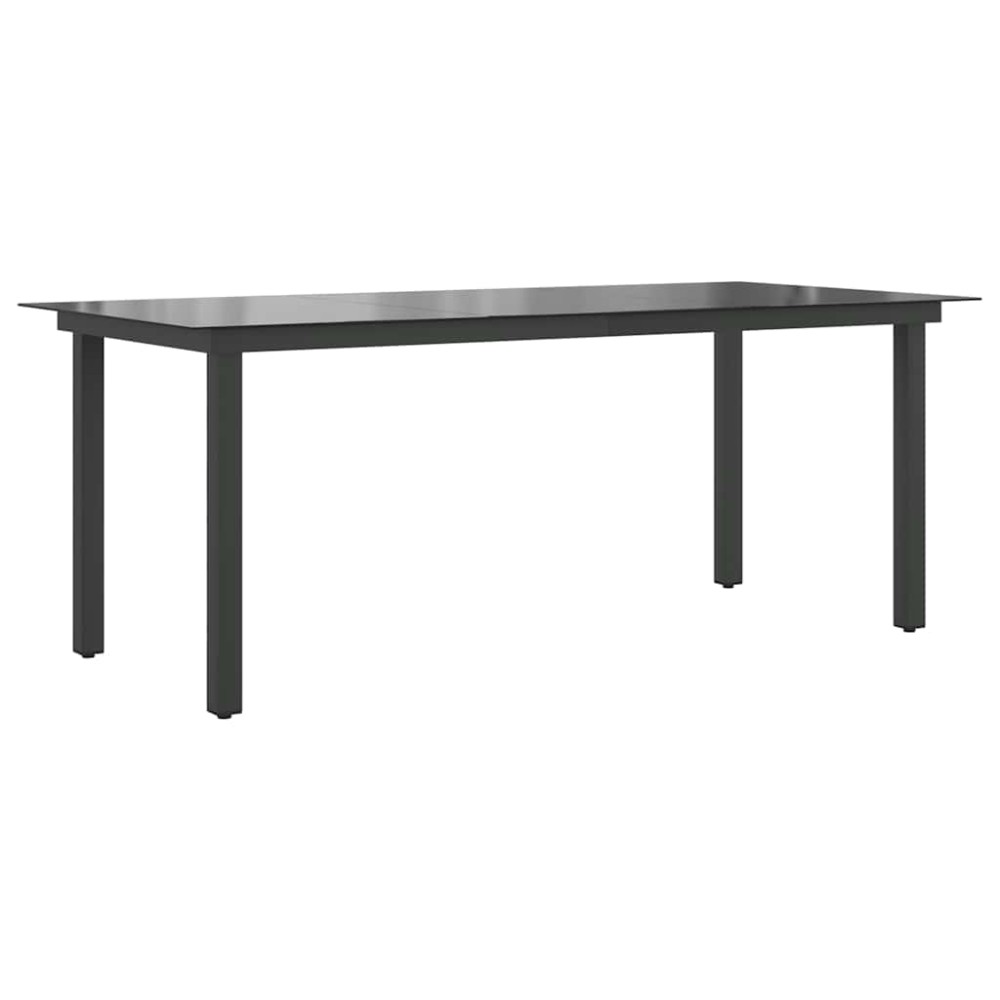 vidaXL Τραπέζι Κήπου Μαύρο 190 x 90 x 74 εκ. από Αλουμίνιο / Γυαλί