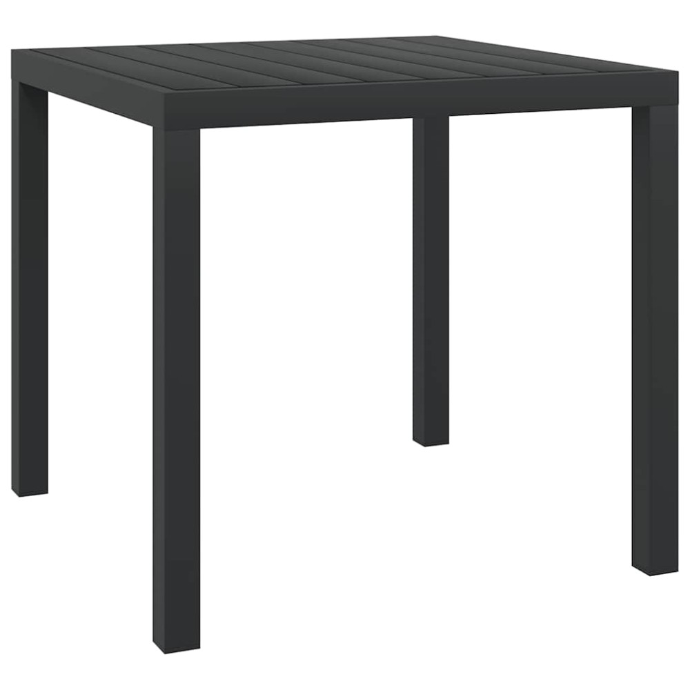 vidaXL Τραπέζι Κήπου Μαύρο 80 x 80 x 74 εκ. από Αλουμίνιο / WPC