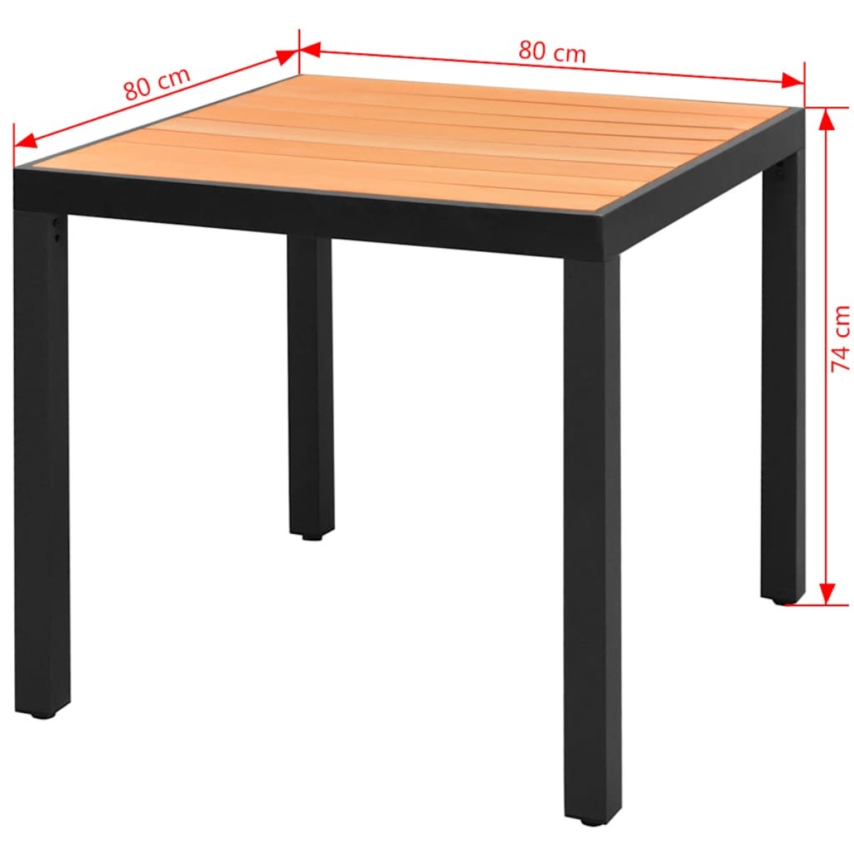vidaXL Τραπέζι Κήπου Καφέ 80 x 80 x 74 εκ. από Αλουμίνιο / WPC