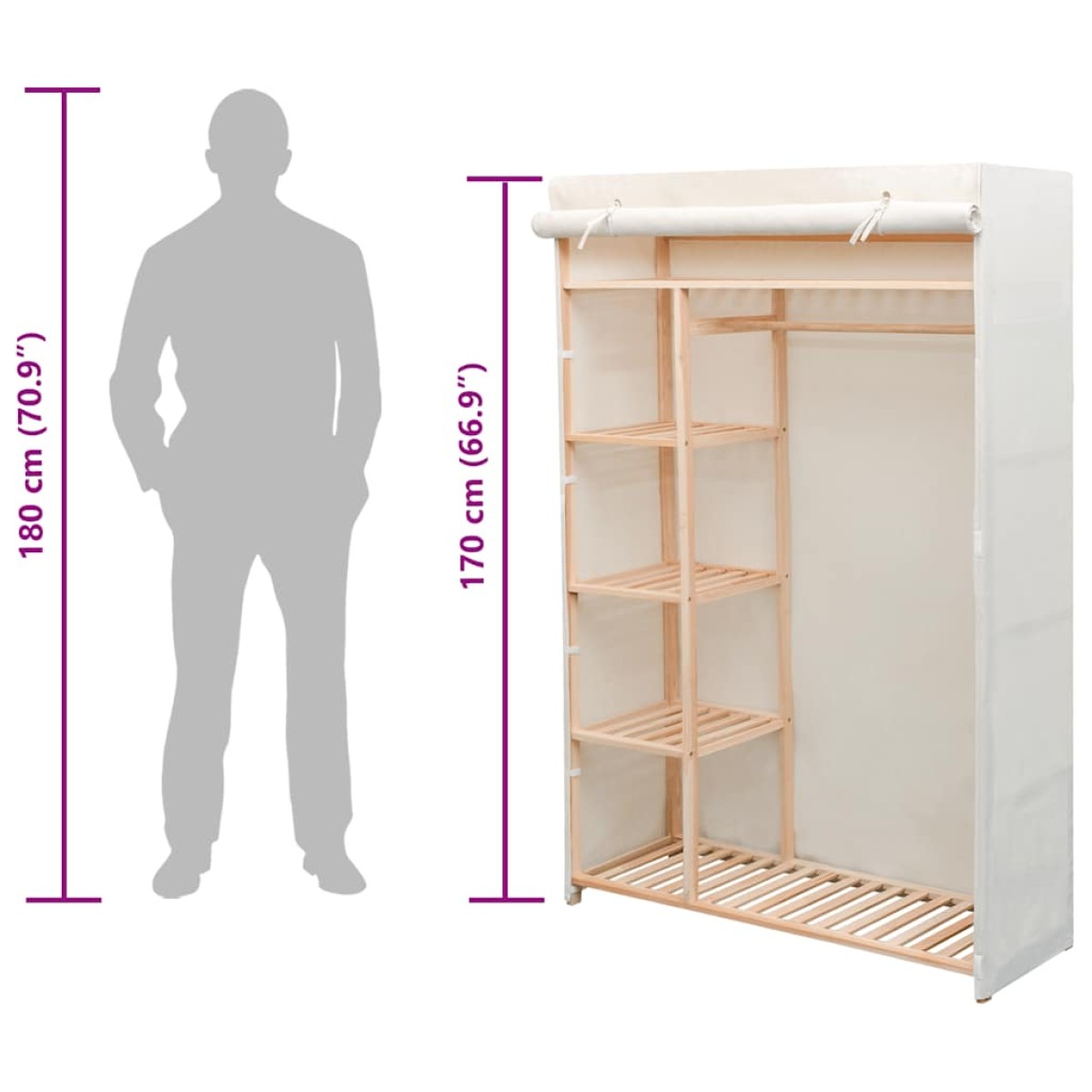 vidaXL Ντουλάπα 110 x 40 x 170 εκ. από Ύφασμα και Ξύλο Πεύκου