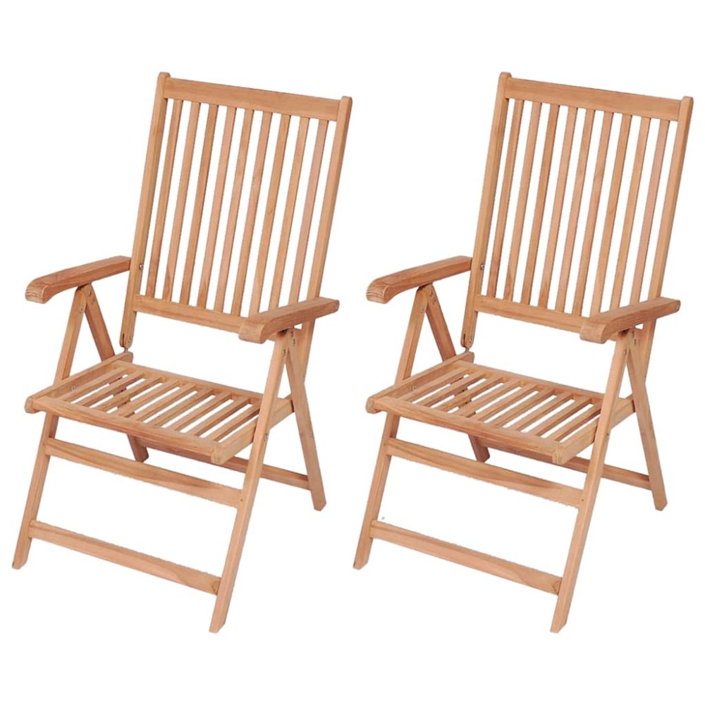 vidaXL Ανακλινόμενες πτυσσόμενες καρέκλες 2 τεμ. από μασίφ ξύλο τικ