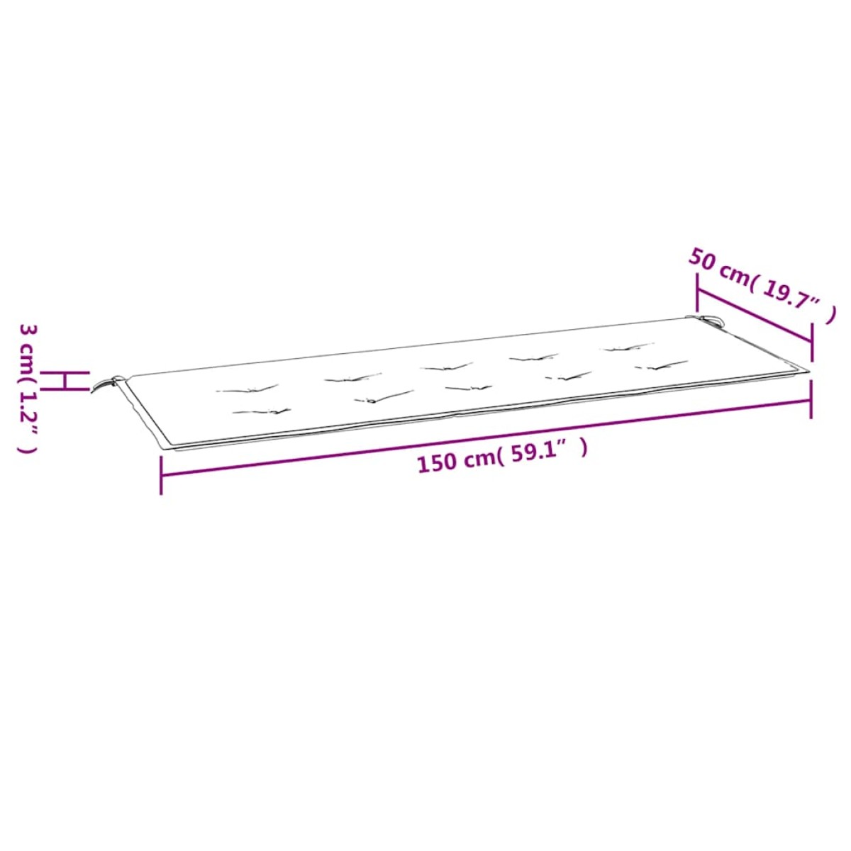 vidaXL Μαξιλάρι Πάγκου Κήπου Ανθρακί 150x50x3 εκ. Ύφασμα Oxford