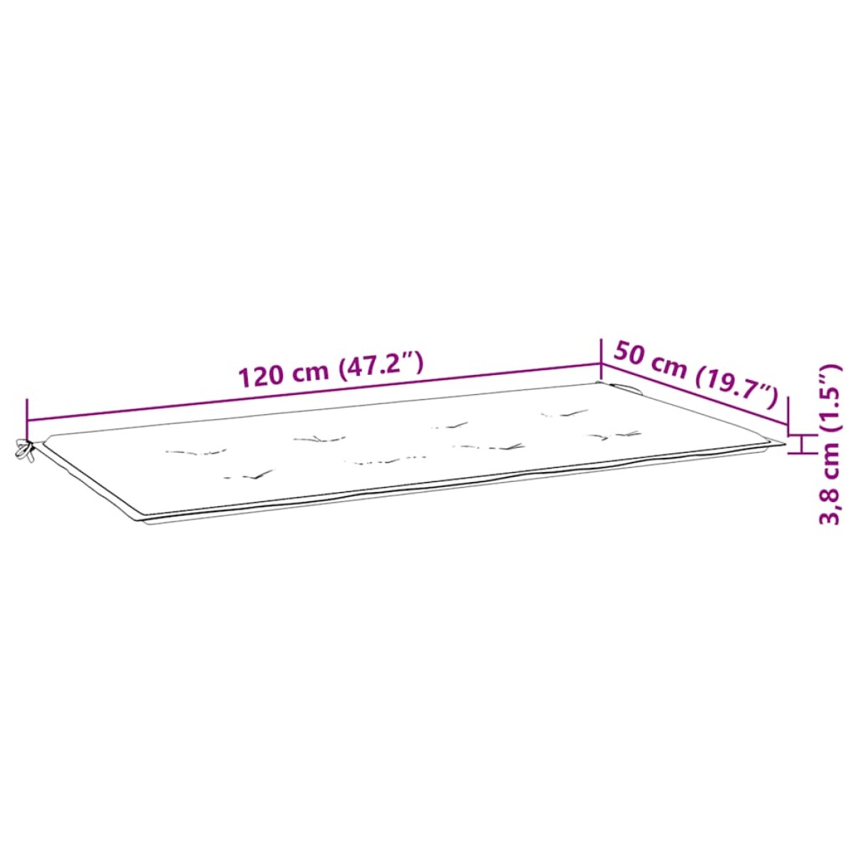 vidaXL Μαξιλάρι Πάγκου Κήπου Πράσινο 120x50x3 εκ. Ύφασμα Oxford