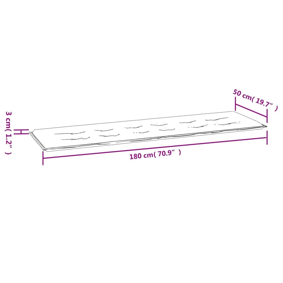 vidaXL Μαξιλάρι Πάγκου Κήπου Πράσινο 180x50x3 εκ. Ύφασμα Oxford