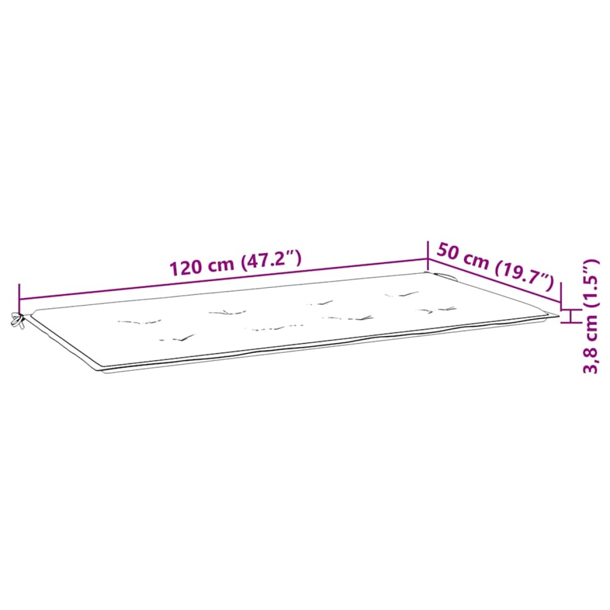 vidaXL Μαξιλάρι Πάγκου Κήπου Κόκκινο 120x50x3 εκ. Ύφασμα Oxford