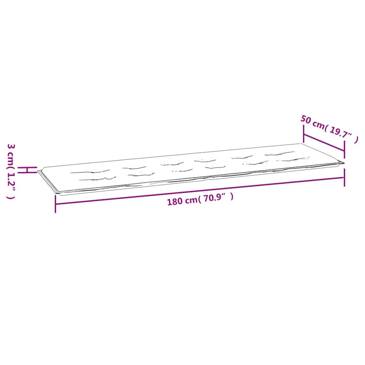vidaXL Μαξιλάρι Πάγκου Κήπου Κόκκινο 180x50x3 εκ. Ύφασμα Oxford