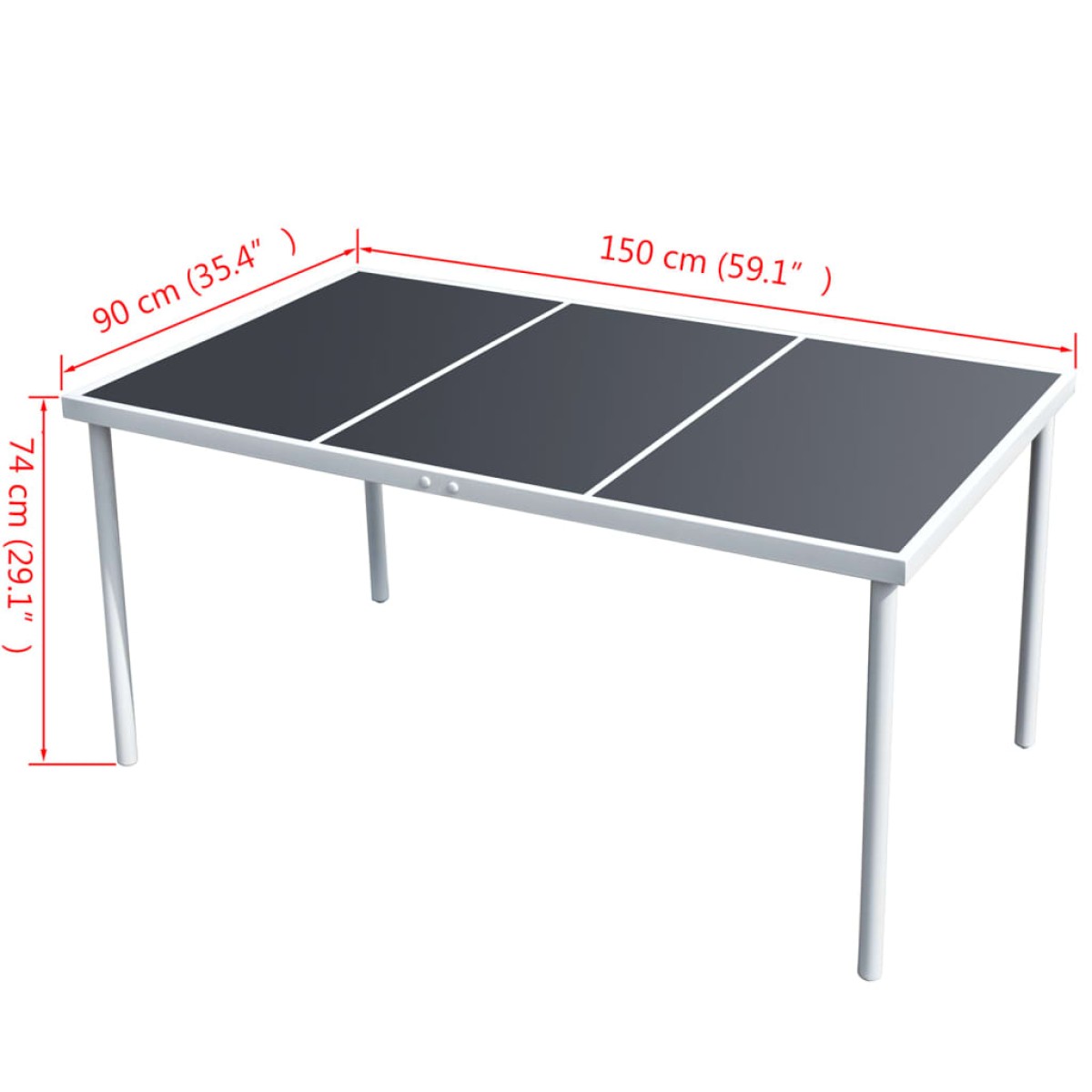 vidaXL Τραπέζι Κήπου Μαύρο 150 x 90 x 74 εκ. Ατσάλινο