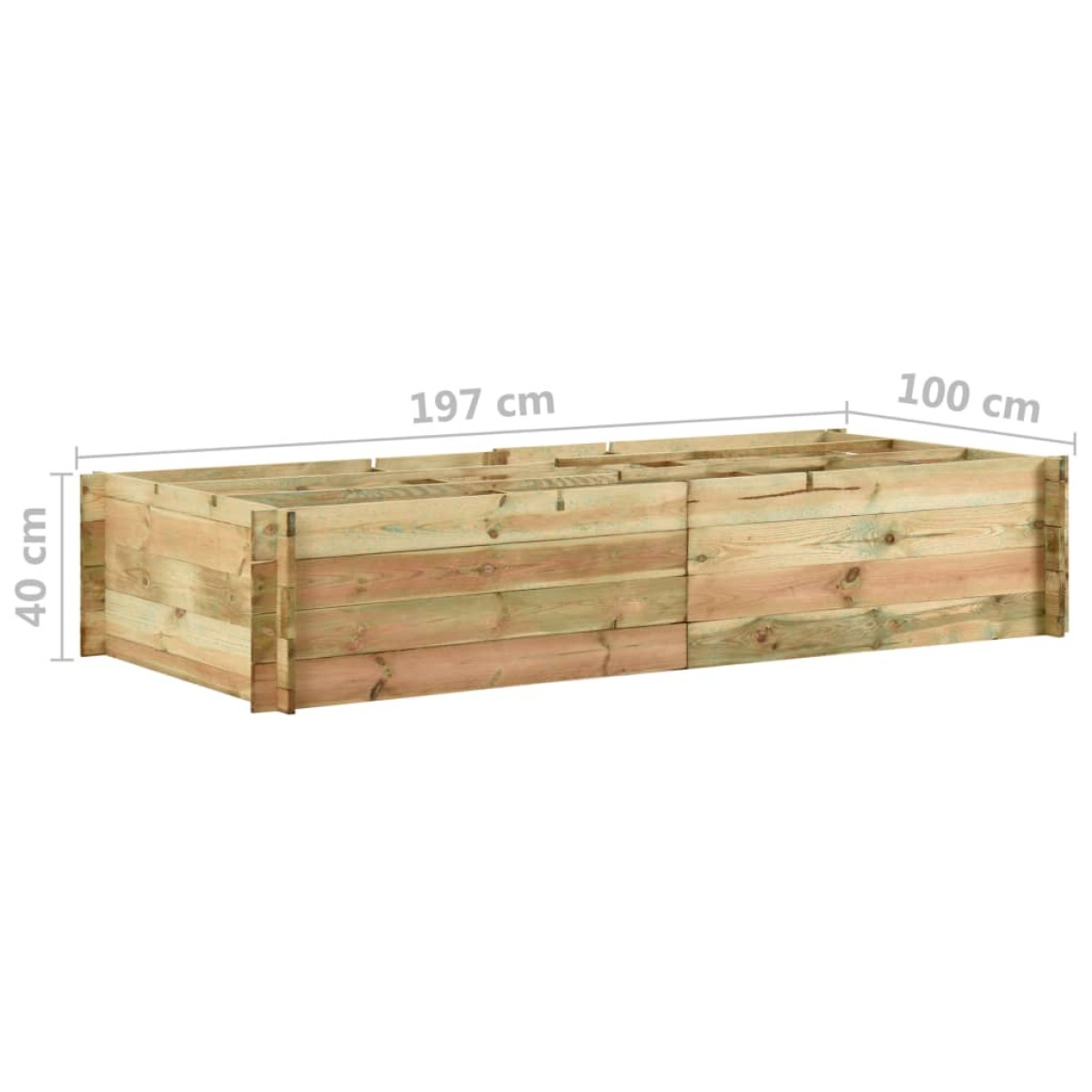 vidaXL Μποστάνι Λαχανόκηπου 197 x 100 x 40 εκ. Εμποτισμένο Ξύλο Πεύκου