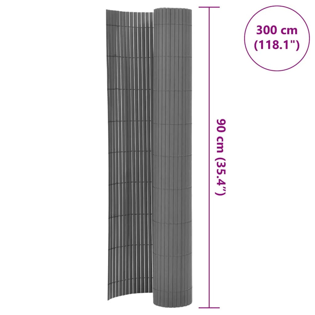vidaXL Περίφραξη Κήπου Διπλής Όψης Γκρι 90 x 300 εκ. από PVC