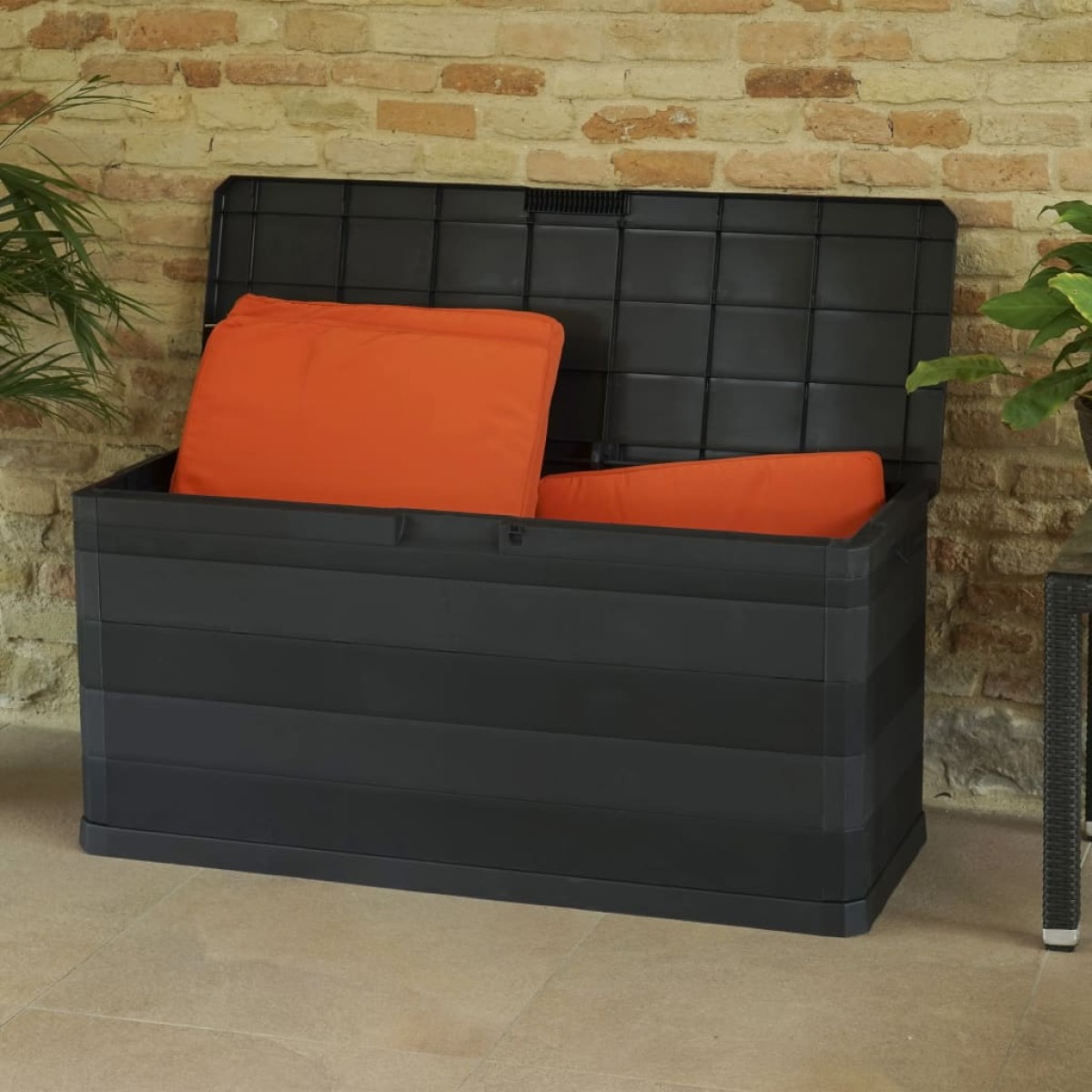 vidaXL Μπαούλο Αποθήκευσης Κήπου Μαύρο 117 x 45 x 56 εκ.