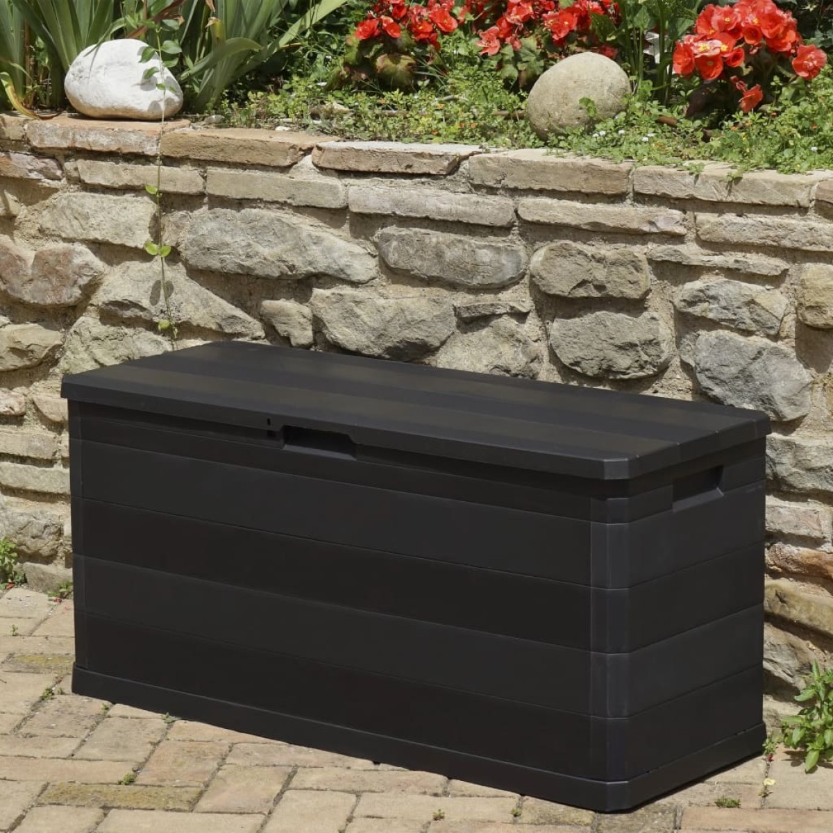 vidaXL Μπαούλο Αποθήκευσης Κήπου Μαύρο 117 x 45 x 56 εκ.