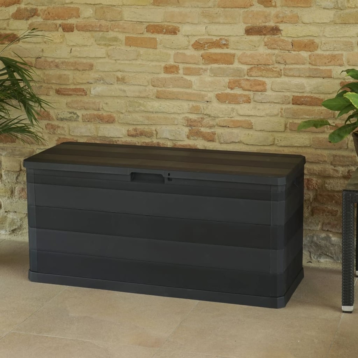 vidaXL Μπαούλο Αποθήκευσης Κήπου Μαύρο 117 x 45 x 56 εκ.