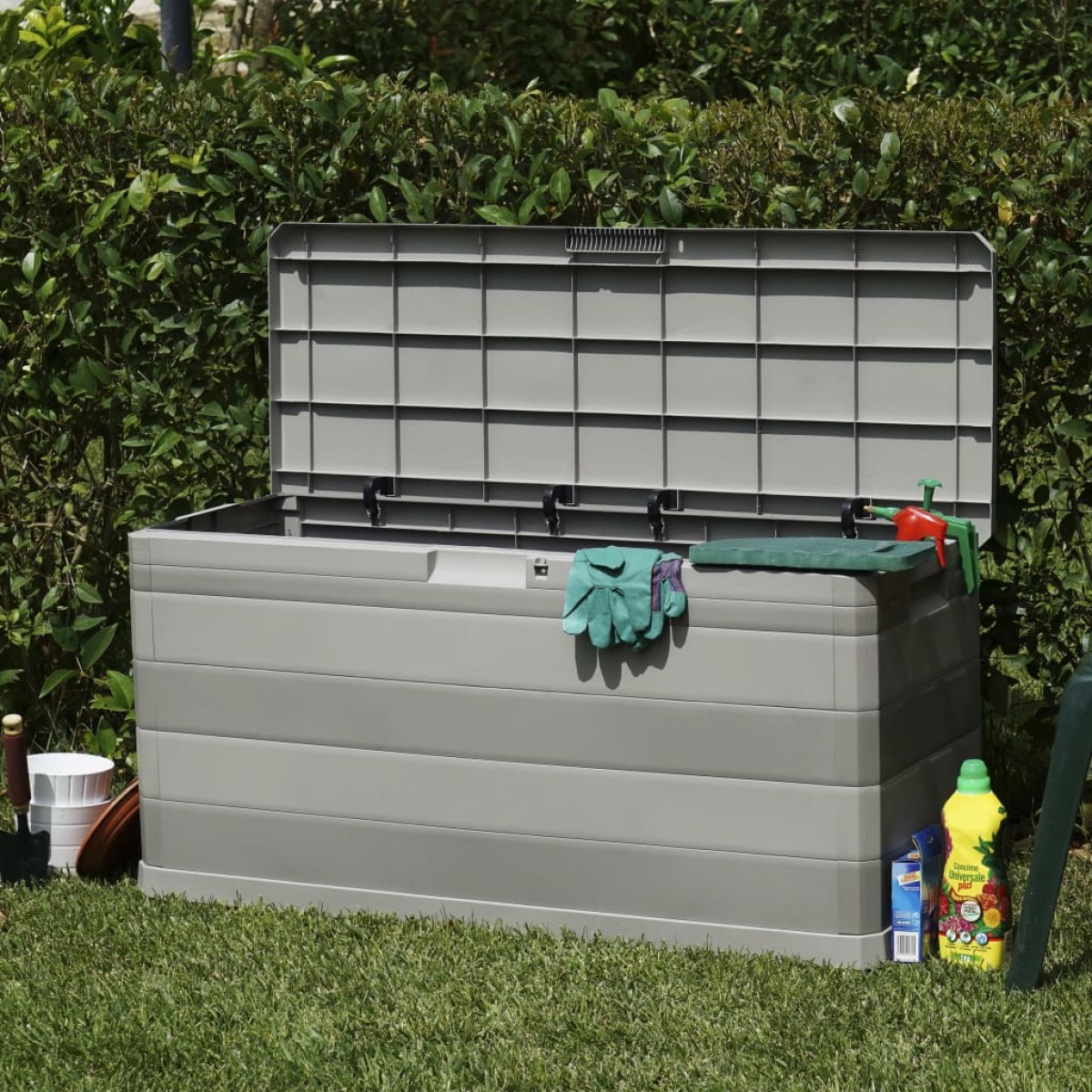 vidaXL Μπαούλο Αποθήκευσης Κήπου Γκρι 117 x 45 x 56 εκ.