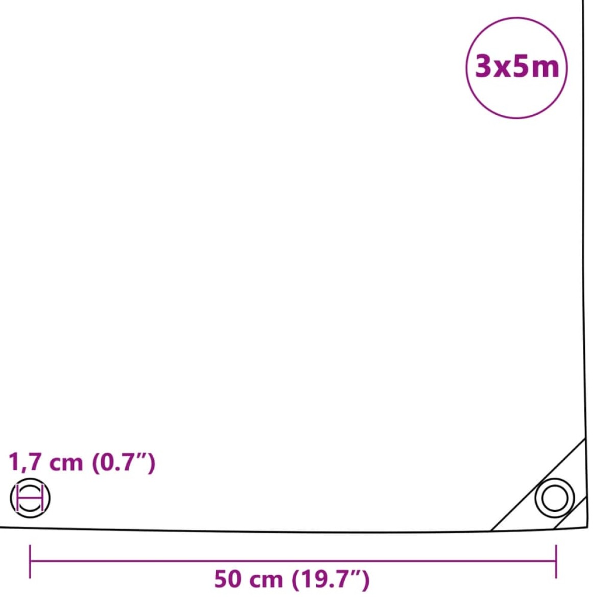vidaXL Μουσαμάς 650 γρ./μ.² Μπλε 3 x 5 μ.