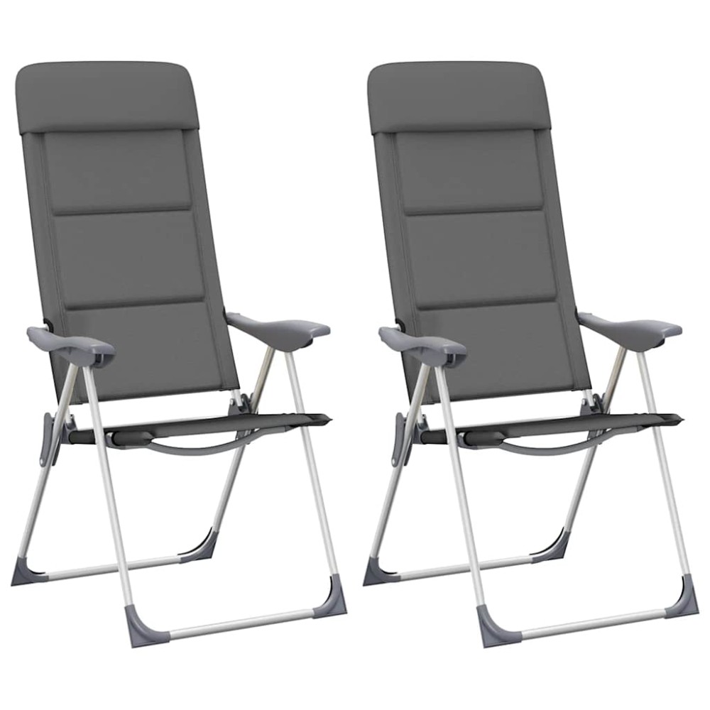 vidaXL Καρέκλες Camping 2 τεμ. Γκρι 58 x 69 x 111 εκ. από Αλουμίνιο