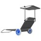 vidaXL Ξαπλώστρα Πτυσσόμενη Χρώμα Γκρι Αλουμινίου με Σκίαστρο + Ρόδες