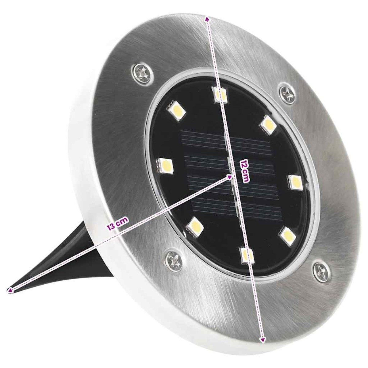 vidaXL Σποτ Ηλιακά Χωνευτά - Καρφωτά LED 8 τεμ. Θερμό Λευκό