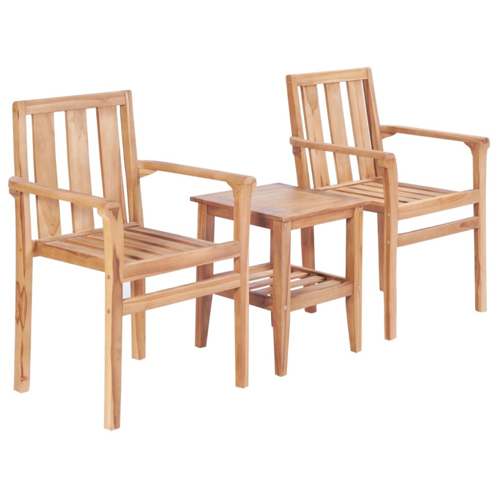 vidaXL Σετ Επίπλων Bistro 3 Τεμαχίων από Μασίφ Ξύλο Teak