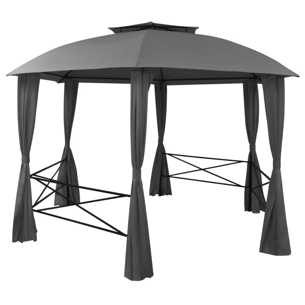 vidaXL Κιόσκι Κήπου με Κουρτίνες Εξαγωνικό 360 x 265 εκ.