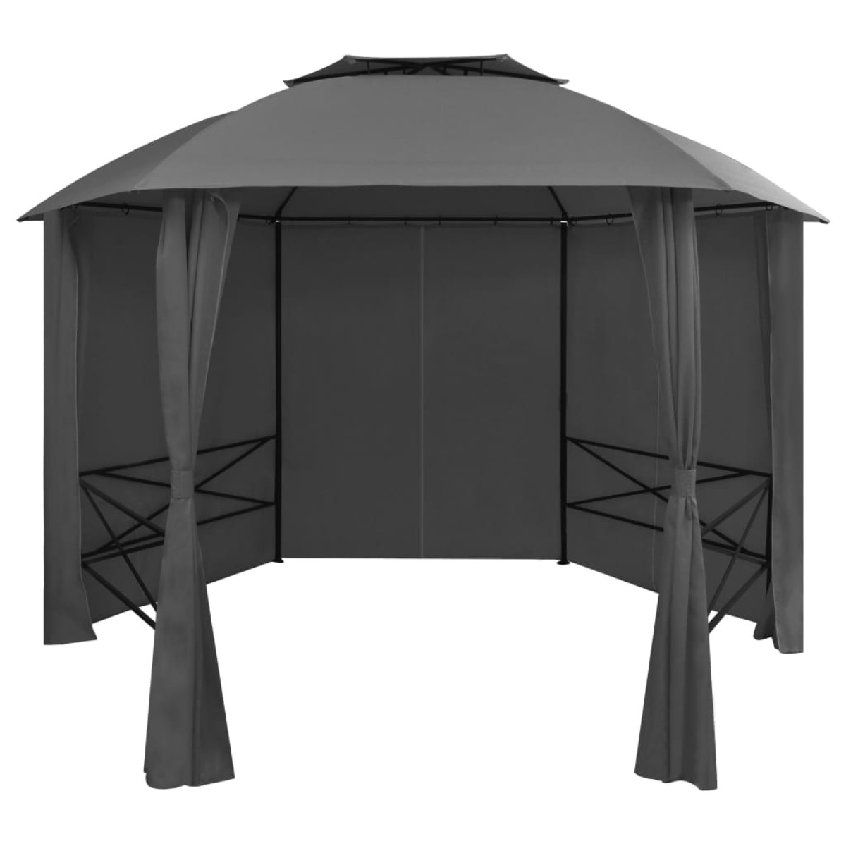 vidaXL Κιόσκι Κήπου με Κουρτίνες Εξαγωνικό 360 x 265 εκ.