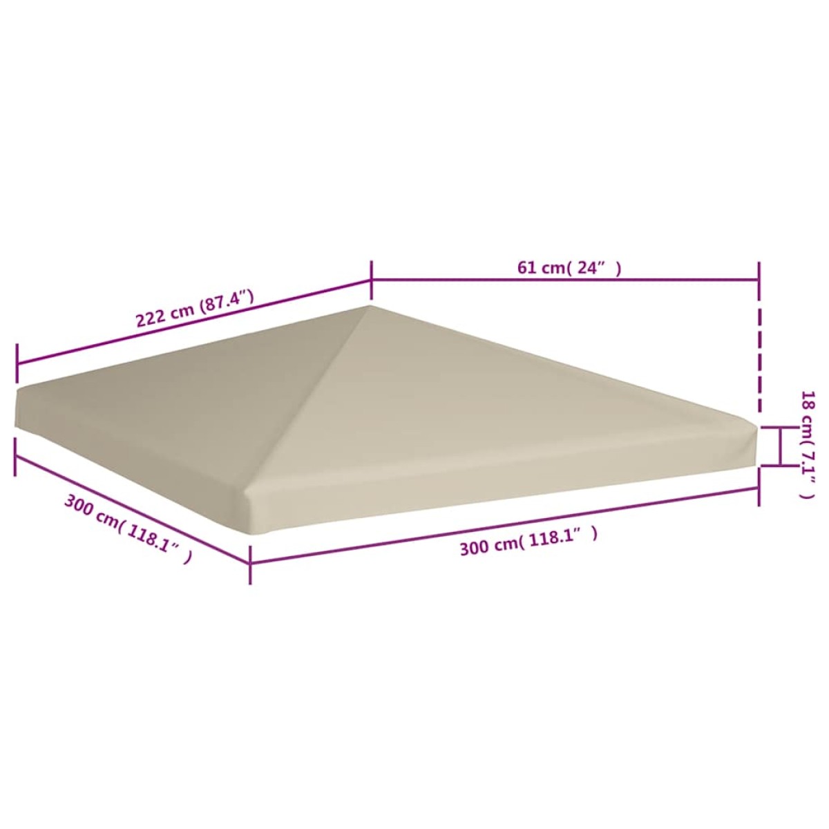 vidaXL Κάλυμμα για Κιόσκι Μπεζ 3 x 3 μ. 310 γρ./μ²
