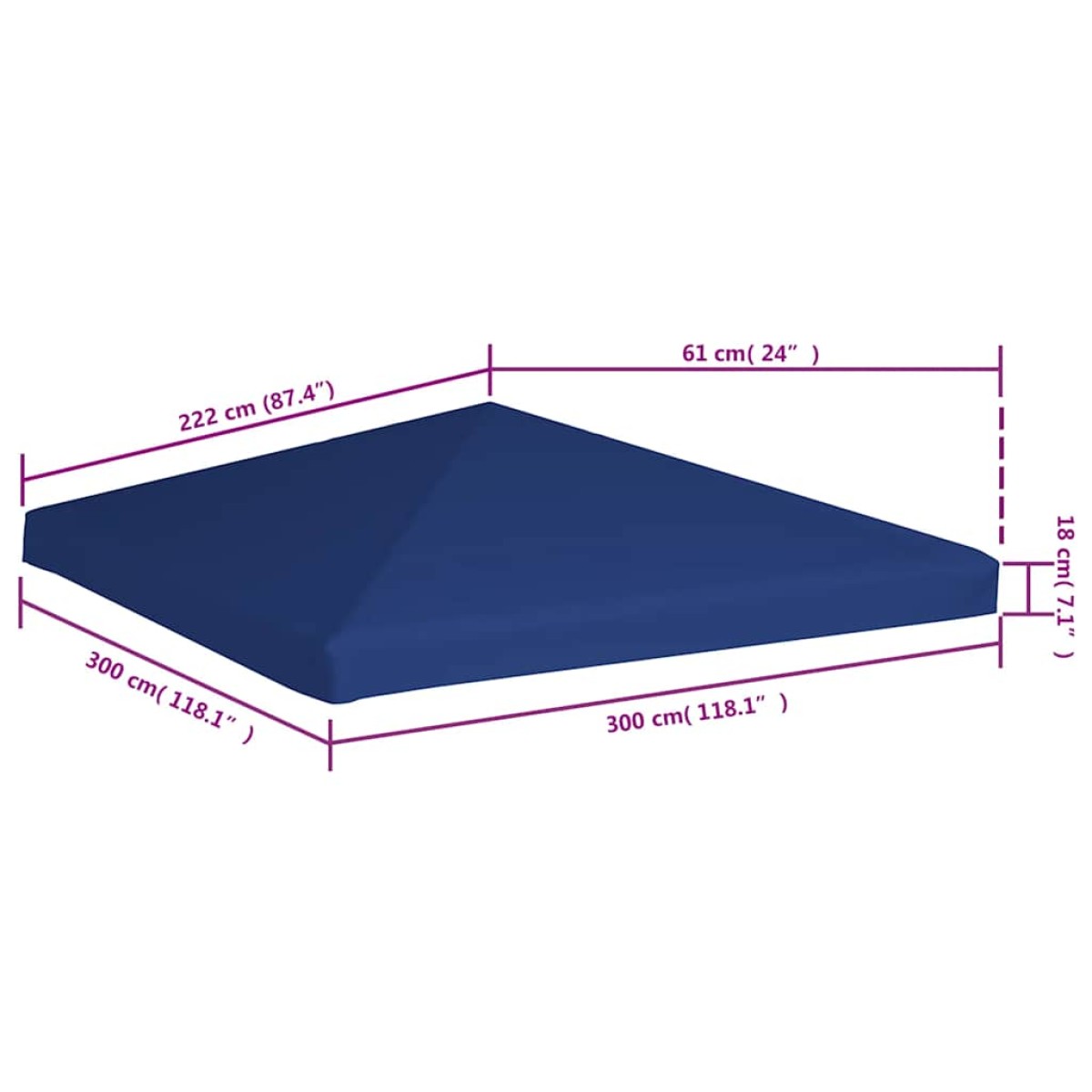 vidaXL Κάλυμμα για Κιόσκι Μπλε 3 x 3 μ. 310 γρ./μ²