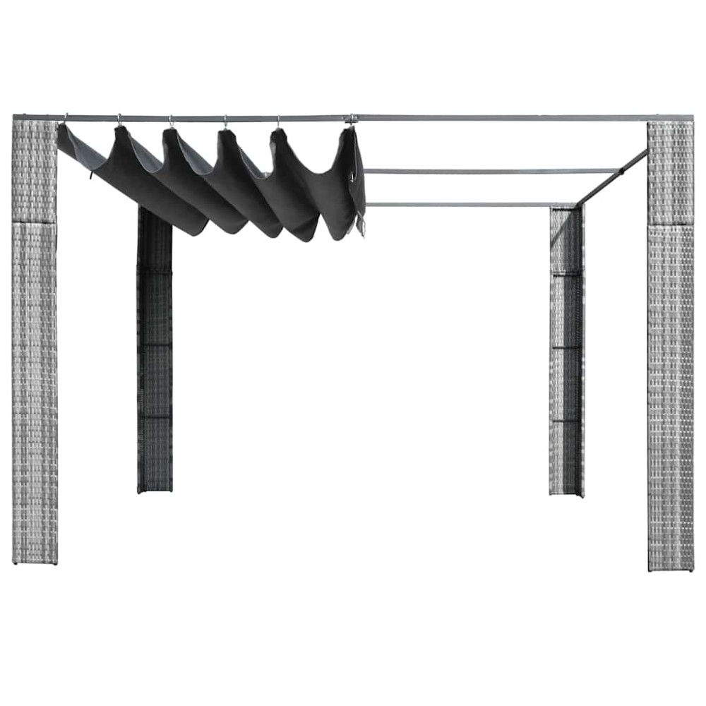 vidaXL Κιόσκι με Οροφή Γκρι/Ανθρακί 300x300x220 εκ. Συνθετικό Ρατάν