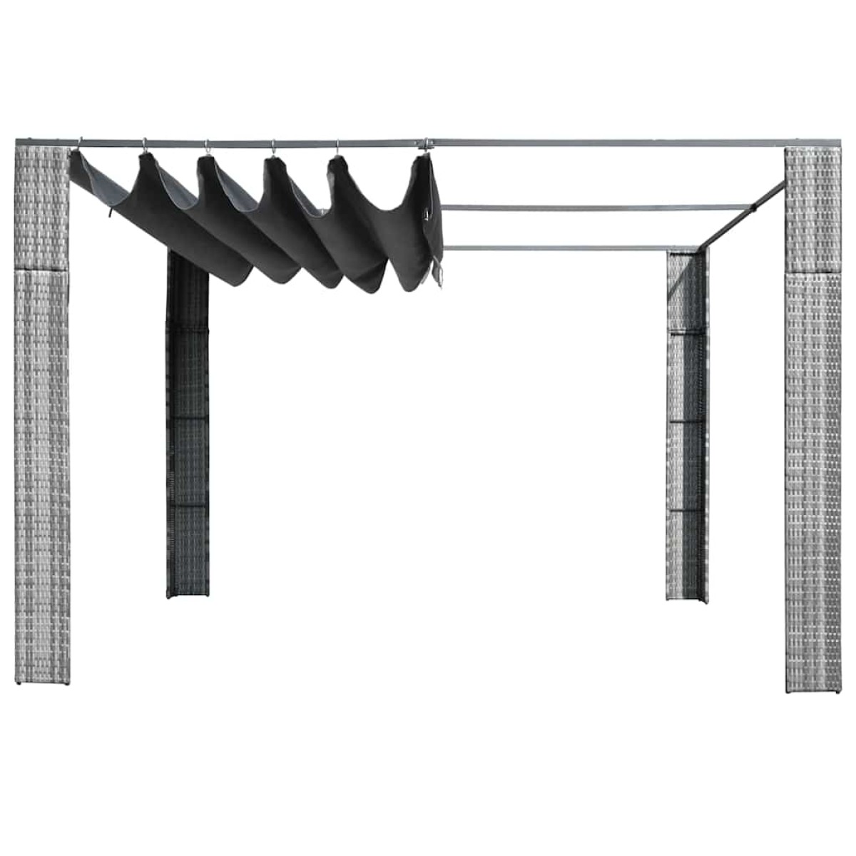 vidaXL Κιόσκι με Οροφή Γκρι/Ανθρακί 300x300x200 εκ. Συνθετικό Ρατάν