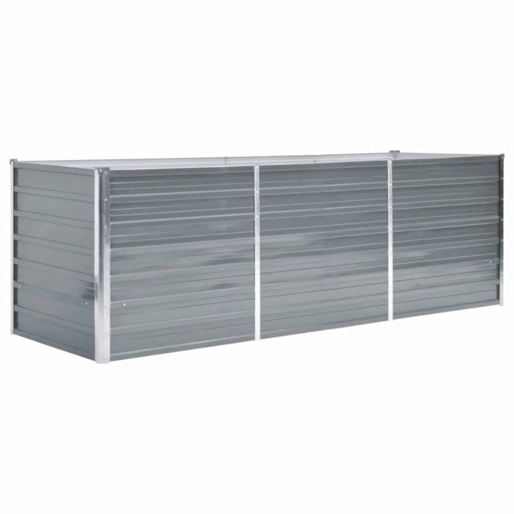 vidaXL Ζαρντινιέρα Υπερυψωμένη Γκρι 240x80x77 εκ. Γαλβανισμ. Χάλυβας