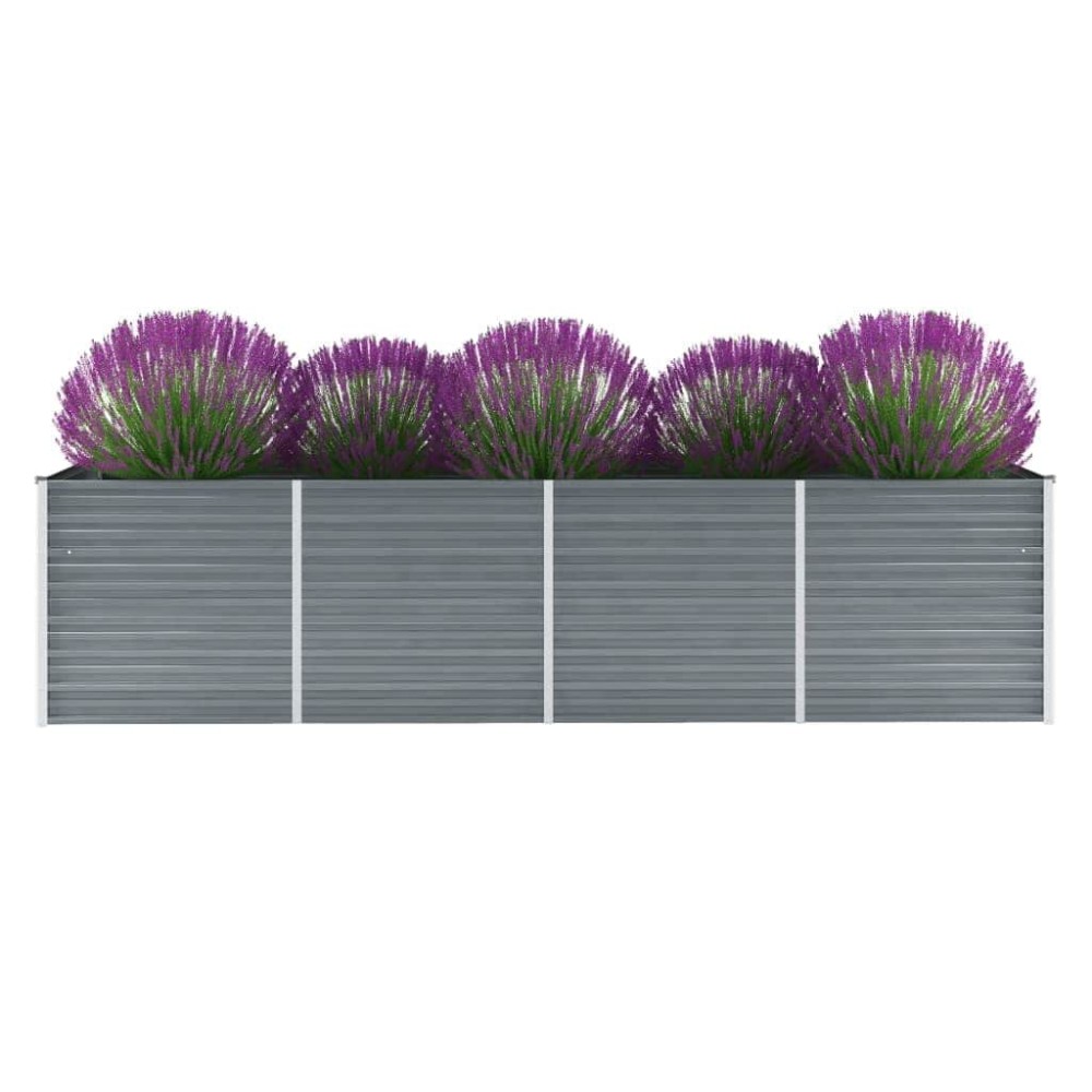 vidaXL Ζαρντινιέρα Υπερυψωμένη Γκρι 320x80x77 εκ. Γαλβανισμ. Χάλυβας