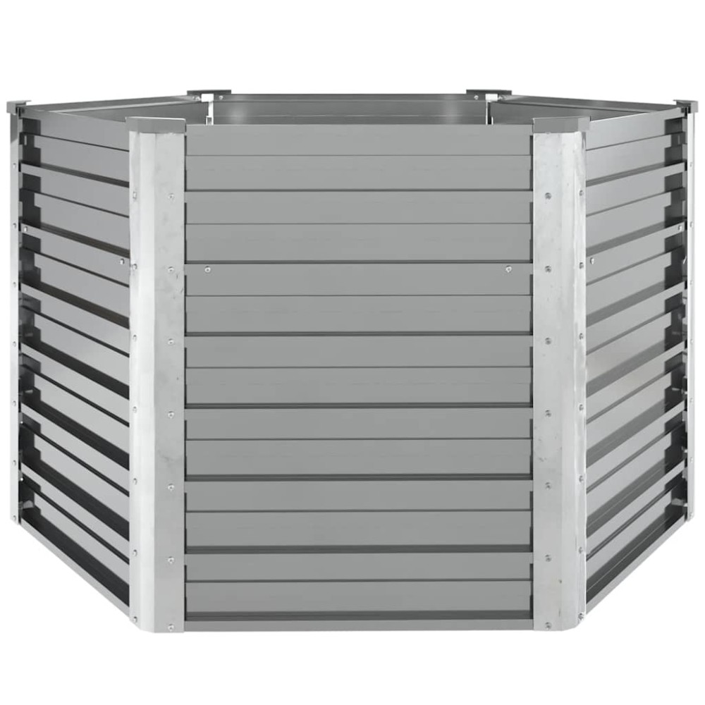 vidaXL Ζαρντινιέρα Υπερυψωμένη Γκρι 129x129x77 εκ. Γαλβανισμ. Χάλυβας