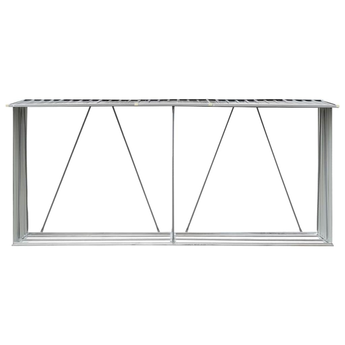 vidaXL Υπόστεγο Αποθήκευσης Ξύλων Κήπου Γκρι 330x84x152 εκ. Ατσάλι