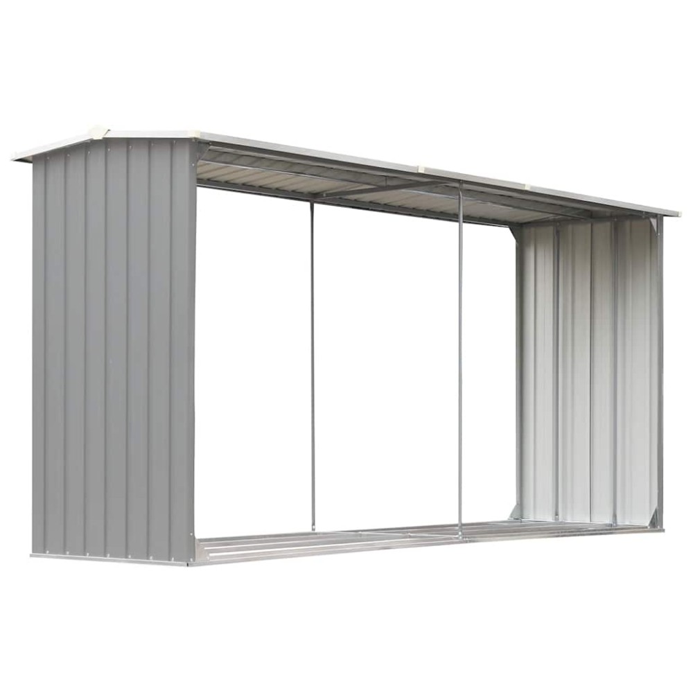 vidaXL Υπόστεγο Αποθήκευσης Ξύλων Κήπου Γκρι 330x92x153 εκ. Ατσάλι