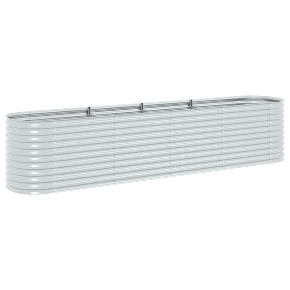 vidaXL Ζαρντινιέρα Υπερυψωμένη Ασημί 400x80x81 εκ. Γαλβανισμ. Χάλυβας