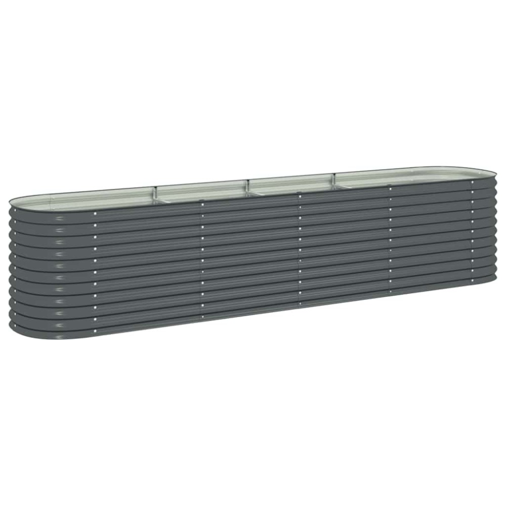 vidaXL Ζαρντινιέρα Υπερυψωμένη Γκρι 400x80x81 εκ. Γαλβανισμ. Χάλυβας