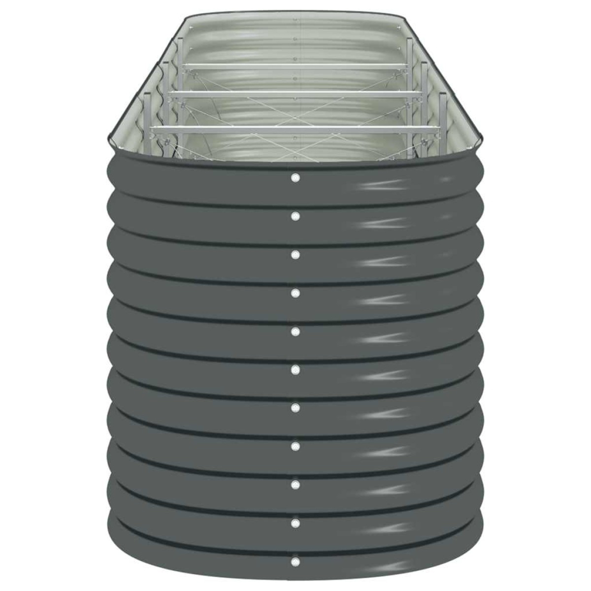 vidaXL Ζαρντινιέρα Υπερυψωμένη Γκρι 400x80x81 εκ. Γαλβανισμ. Χάλυβας