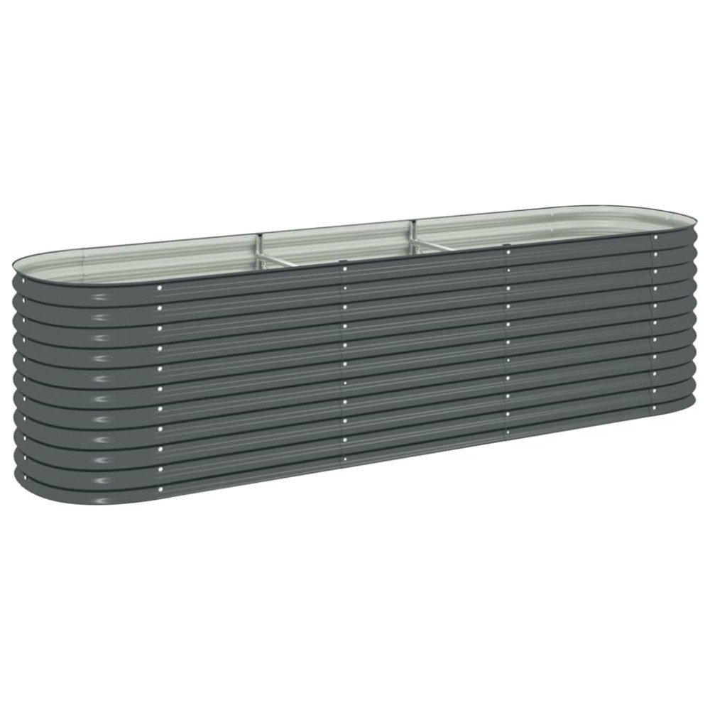 vidaXL Ζαρντινιέρα Υπερυψωμένη Γκρι 320x80x81 εκ. Γαλβανισμ. Χάλυβας